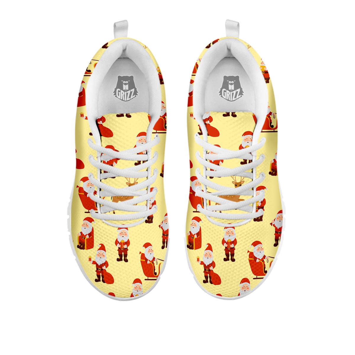 Deer Santa Claus Print Pattern White Sneaker-grizzshop