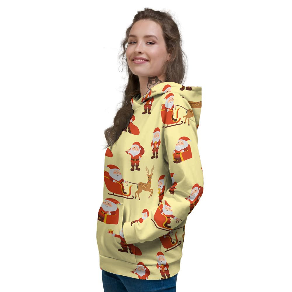 Deer Santa Claus Print Pattern Women's Hoodie-grizzshop