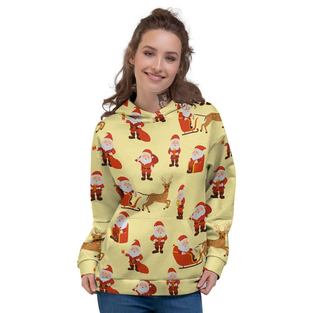 Deer Santa Claus Print Pattern Women's Hoodie-grizzshop
