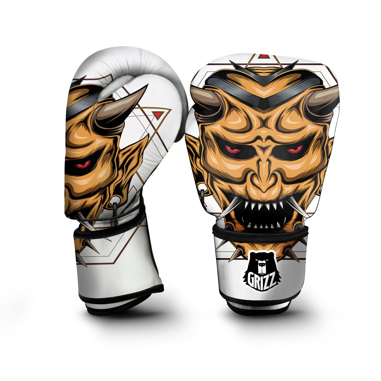 Demon Geometric Japanese Print Boxing Gloves-grizzshop