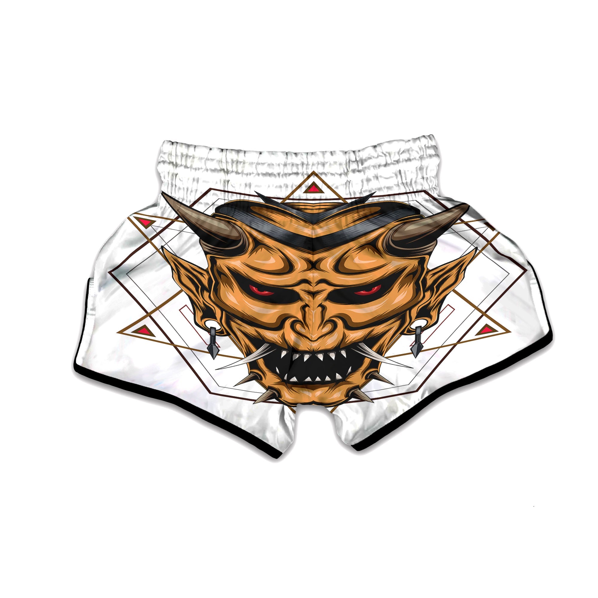 Demon Geometric Japanese Print Muay Thai Boxing Shorts-grizzshop
