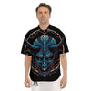 Demon Japanese Blue Print Men's Short Sleeve Shirts-grizzshop