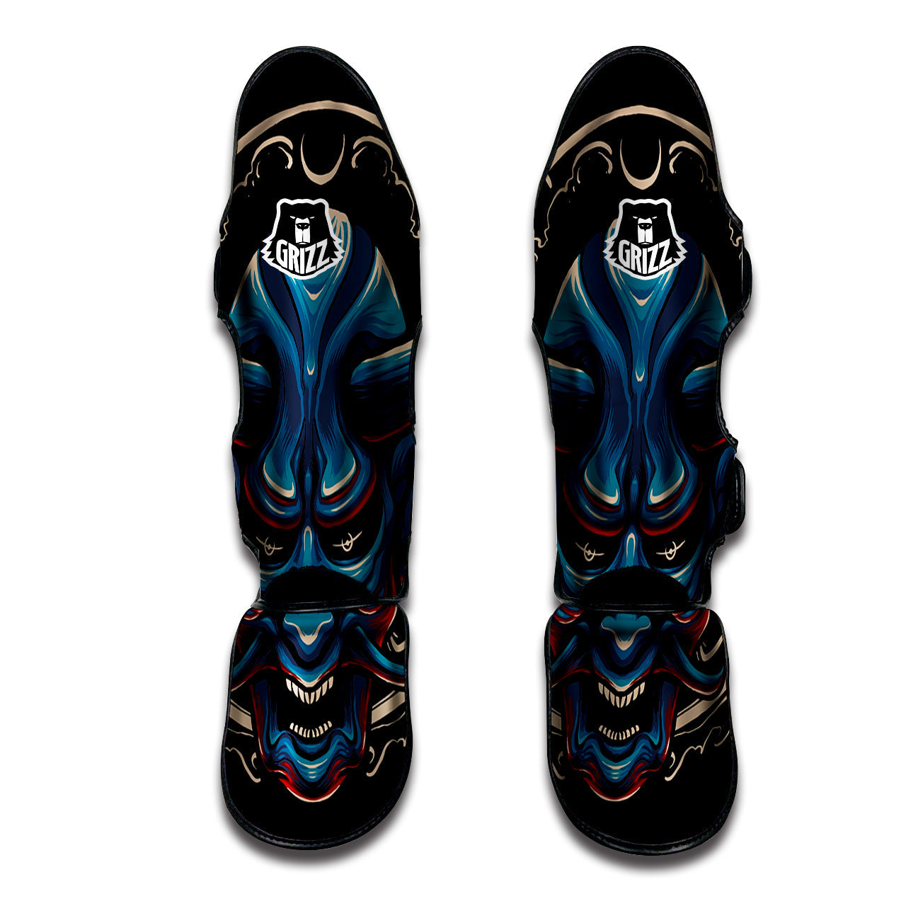 Demon Japanese Blue Print Muay Thai Shin Guards-grizzshop