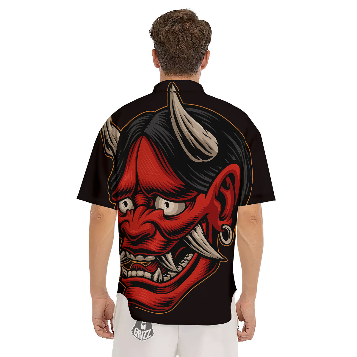 Demon Japanese Print Men's Short Sleeve Shirts-grizzshop