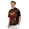 Demon Mask Red Japanese Print Men's Short Sleeve Shirts-grizzshop