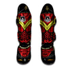 Demon Mask Red Japanese Print Muay Thai Shin Guards-grizzshop