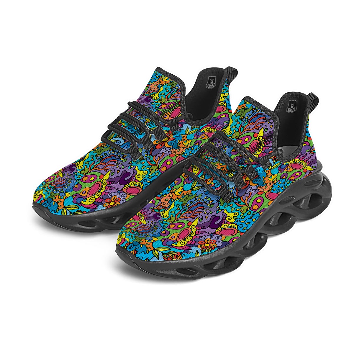 Demon Psychedelic Black Running Shoes-grizzshop