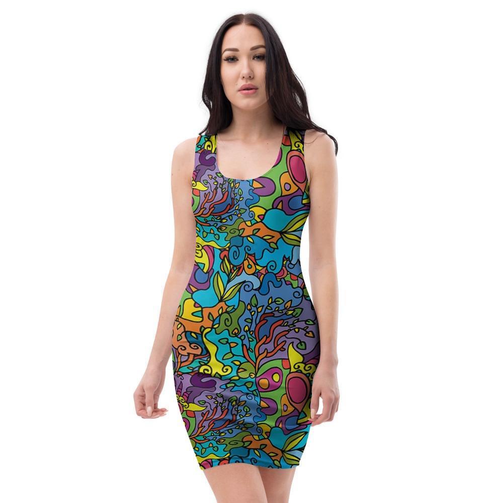 Demon Psychedelic Bodycon Dress-grizzshop