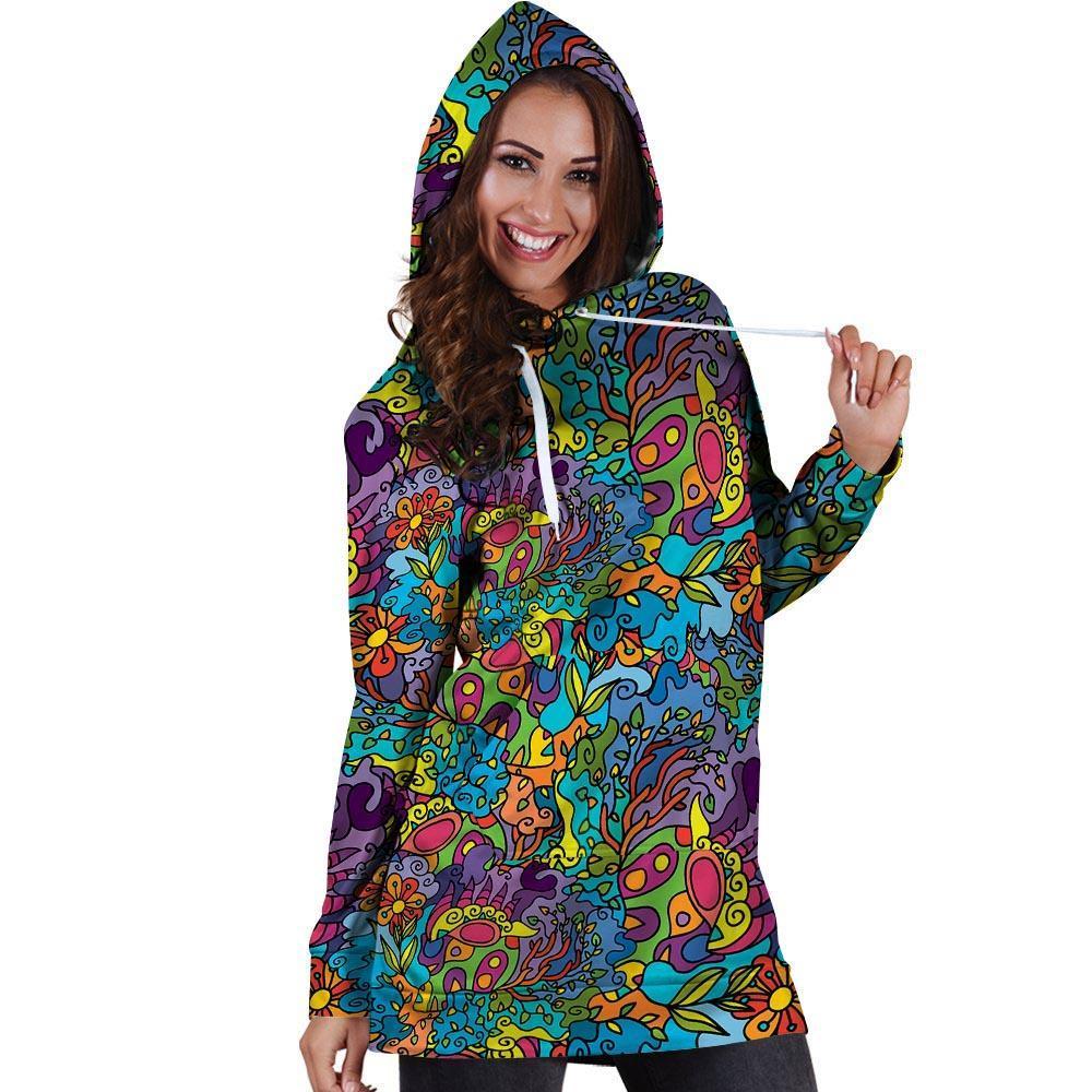 Demon Psychedelic Hoodie Dress-grizzshop