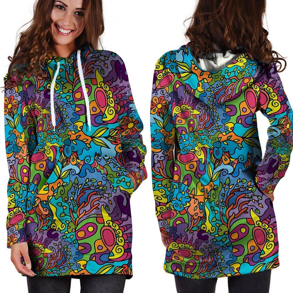 Demon Psychedelic Hoodie Dress-grizzshop