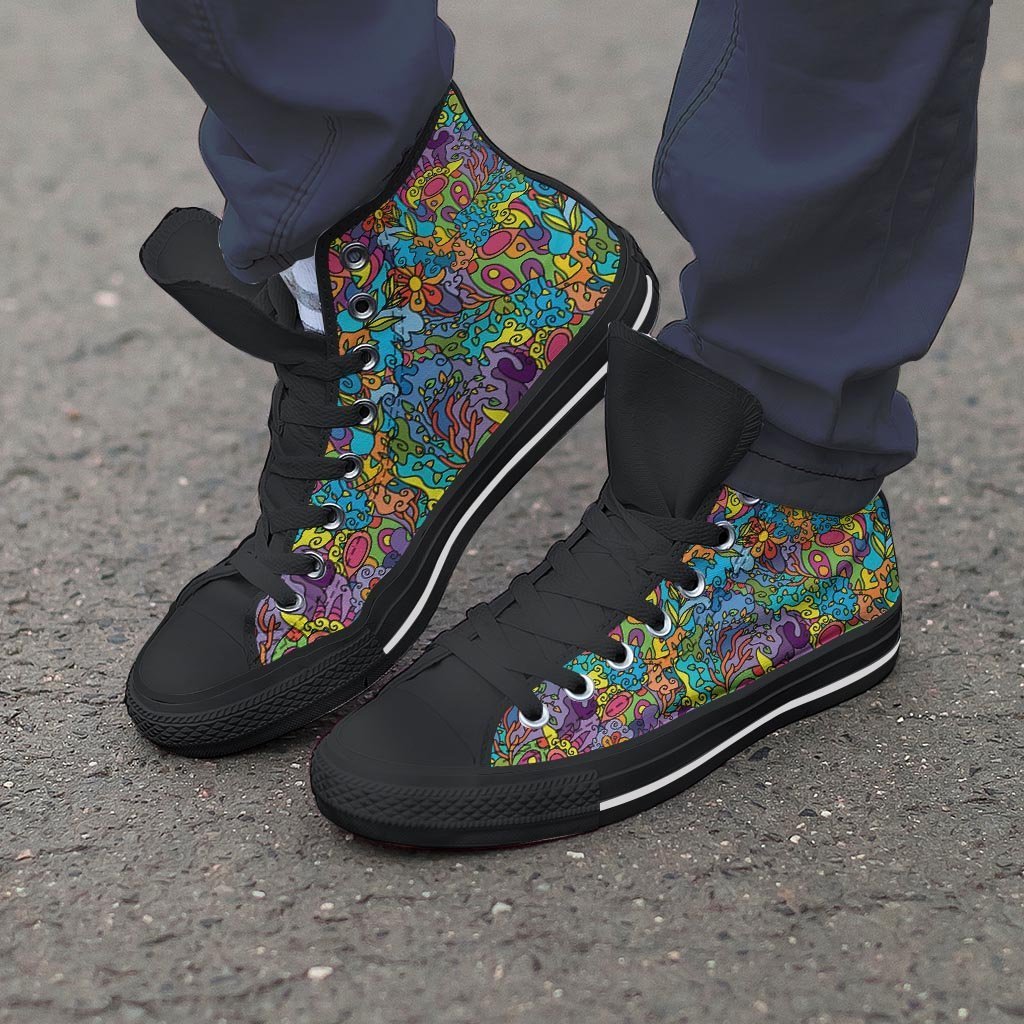 Demon Psychedelic Men's High Top Shoes-grizzshop