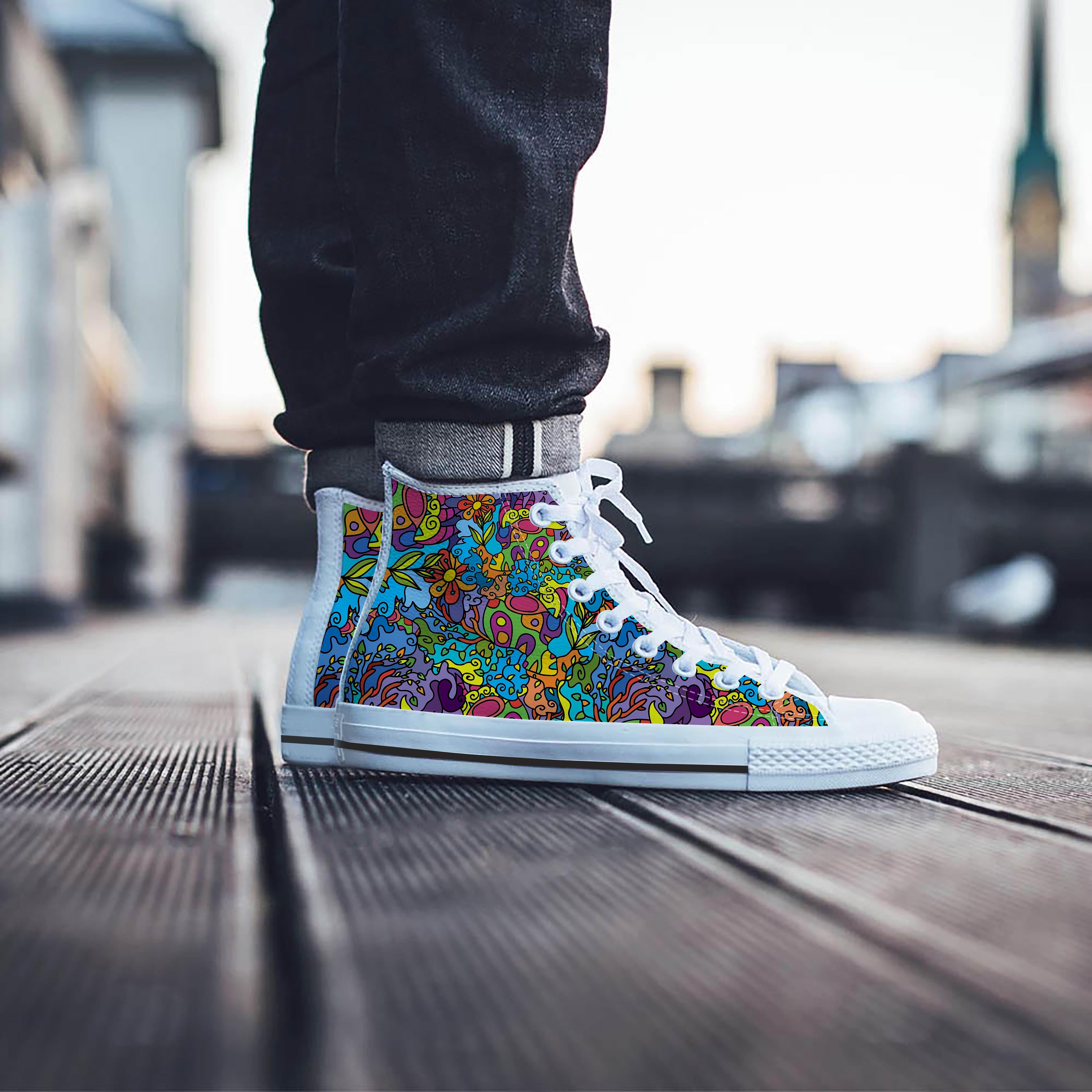 Demon Psychedelic Men's High Top Shoes-grizzshop