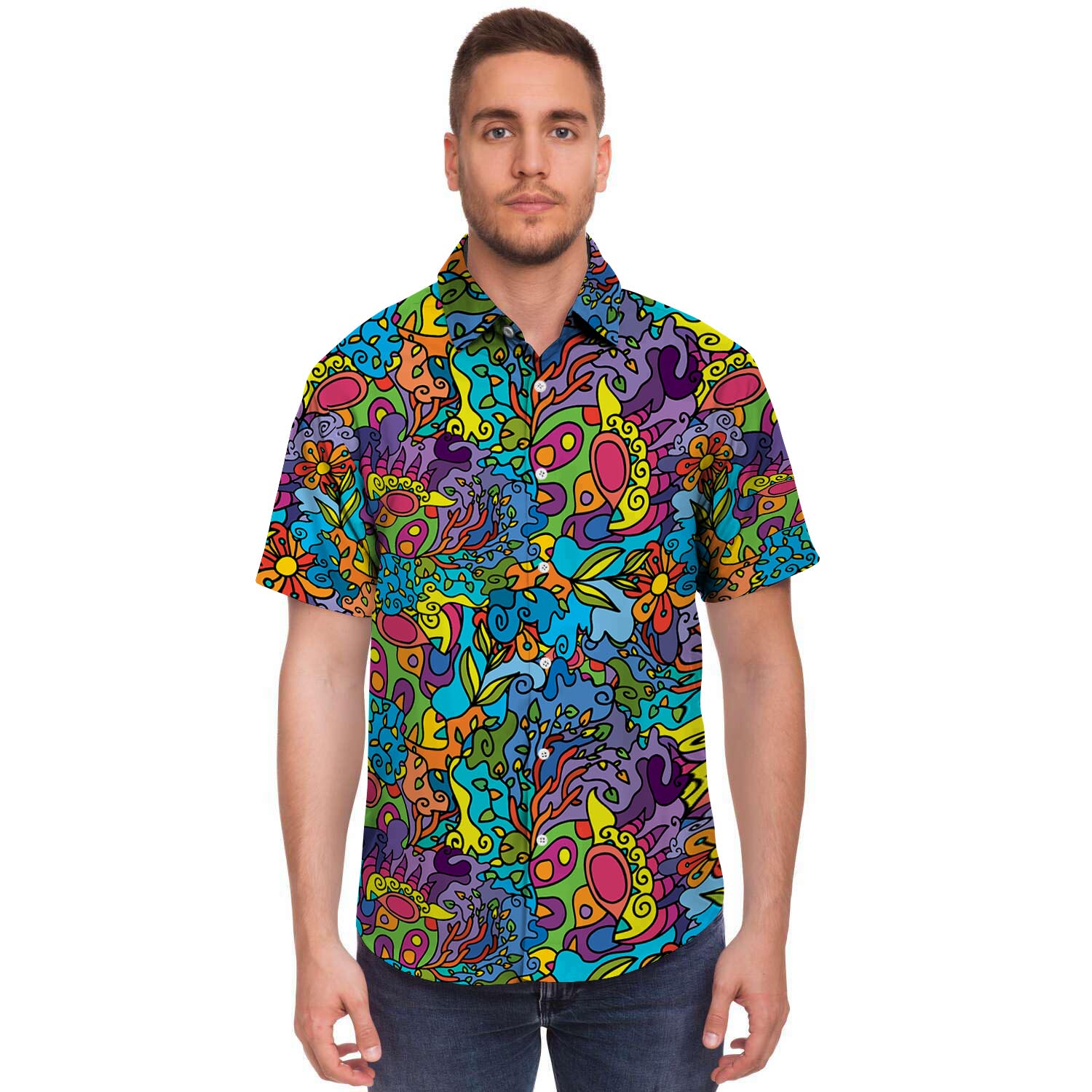 Demon Psychedelic Men's Short Sleeve Shirt-grizzshop