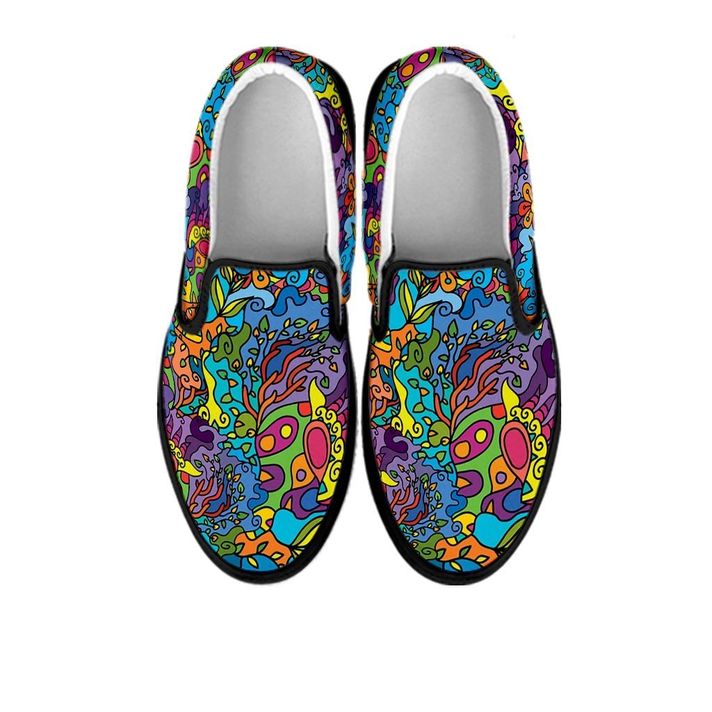 Demon Psychedelic Men's Slip On Sneakers-grizzshop