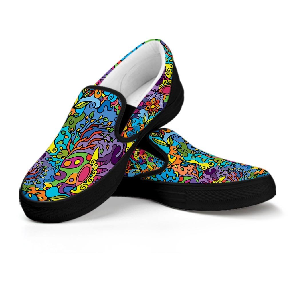 Demon Psychedelic Men's Slip On Sneakers-grizzshop