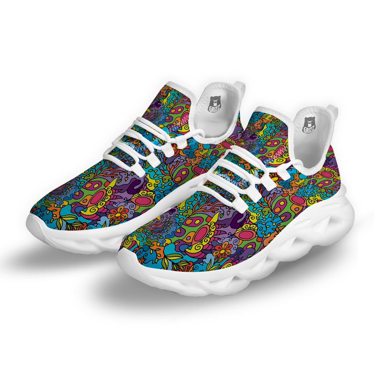 Demon Psychedelic White Running Shoes-grizzshop