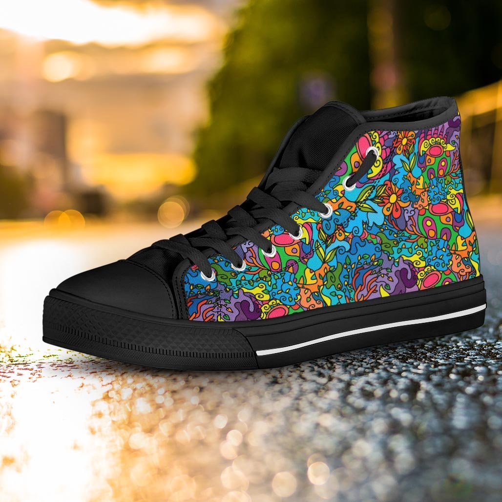 Demon Psychedelic Women's High Top Shoes-grizzshop