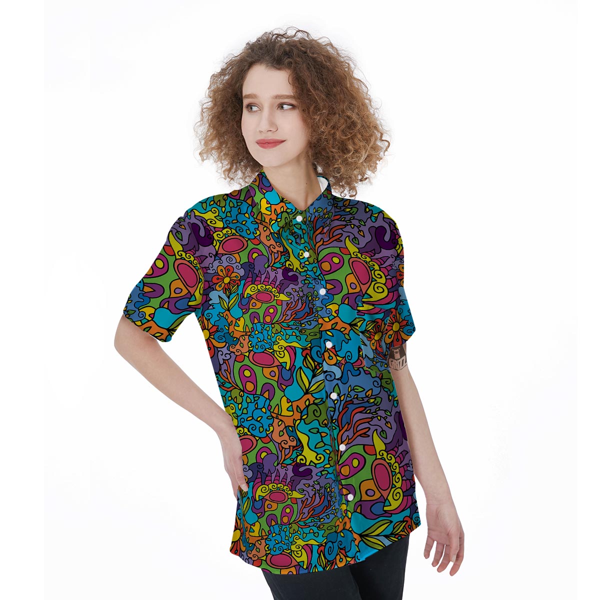 Demon Psychedelic Women's Short Sleeve Shirts-grizzshop