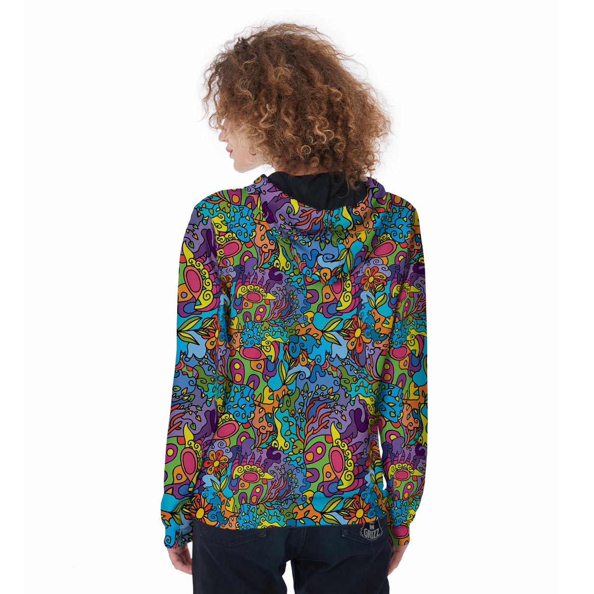 Demon Psychedelic Women's Zip Up Hoodie-grizzshop