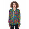 Demon Psychedelic Women's Zip Up Hoodie-grizzshop