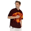 Demon Skull Flaming Print Men's Short Sleeve Shirts-grizzshop