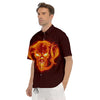 Demon Skull Flaming Print Men's Short Sleeve Shirts-grizzshop