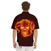 Demon Skull Flaming Print Men's Short Sleeve Shirts-grizzshop