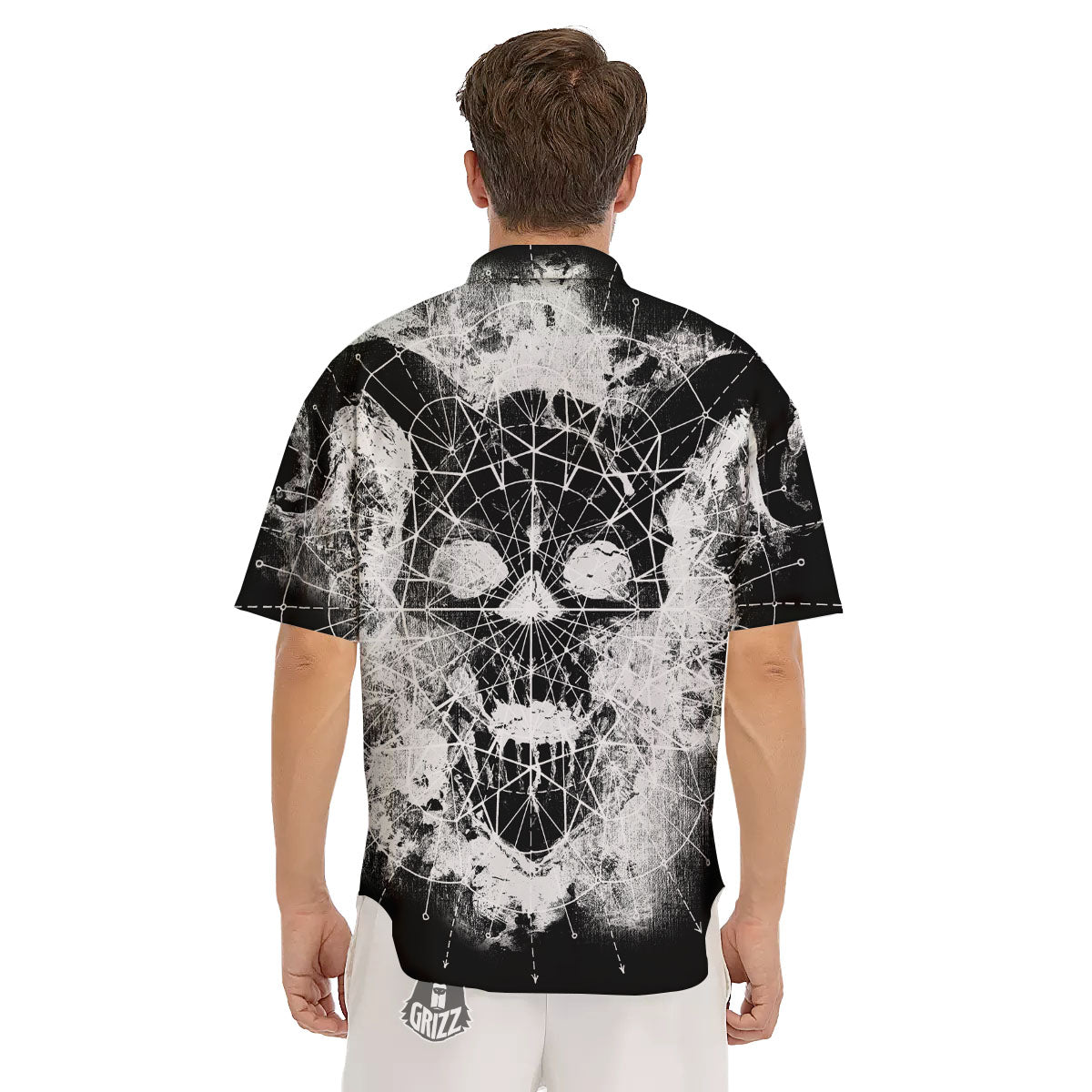 Demon Wicca White And Black Print Men's Short Sleeve Shirts-grizzshop