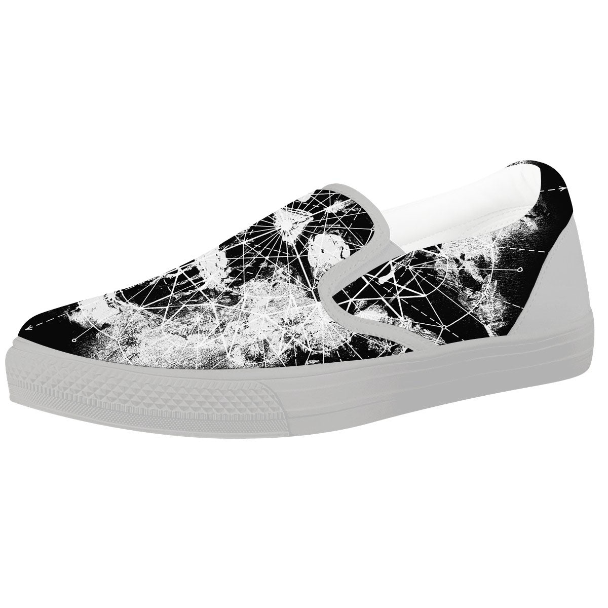 Demon Wicca White And Black Print White Slip On Shoes-grizzshop