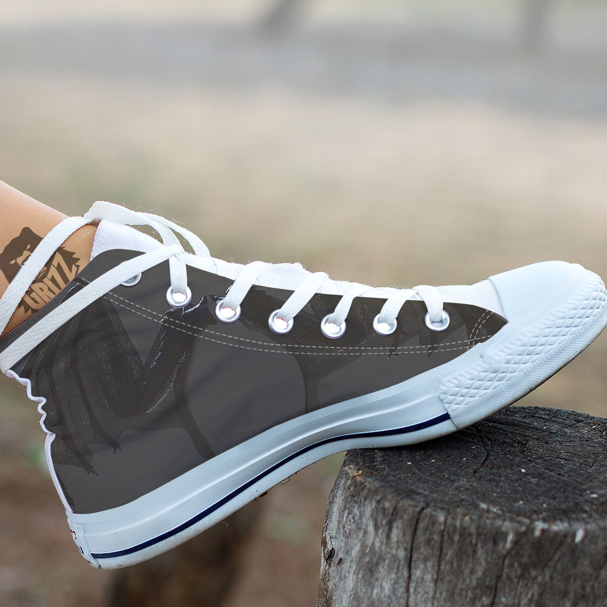 Demon Wings Black Print White High Top Shoes-grizzshop