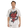 Demon With Snake Japanese Oni Print Men's Short Sleeve Shirts-grizzshop