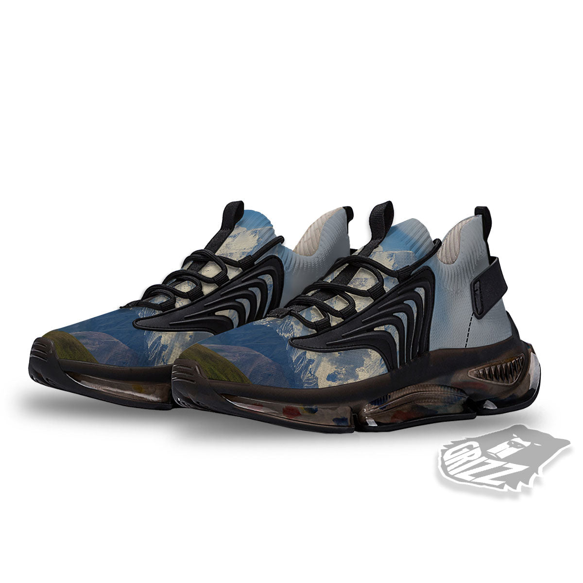 Denali Mountain Print Black Gym Shoes-grizzshop