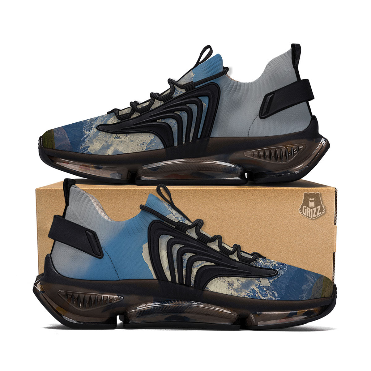 Denali Mountain Print Black Gym Shoes-grizzshop