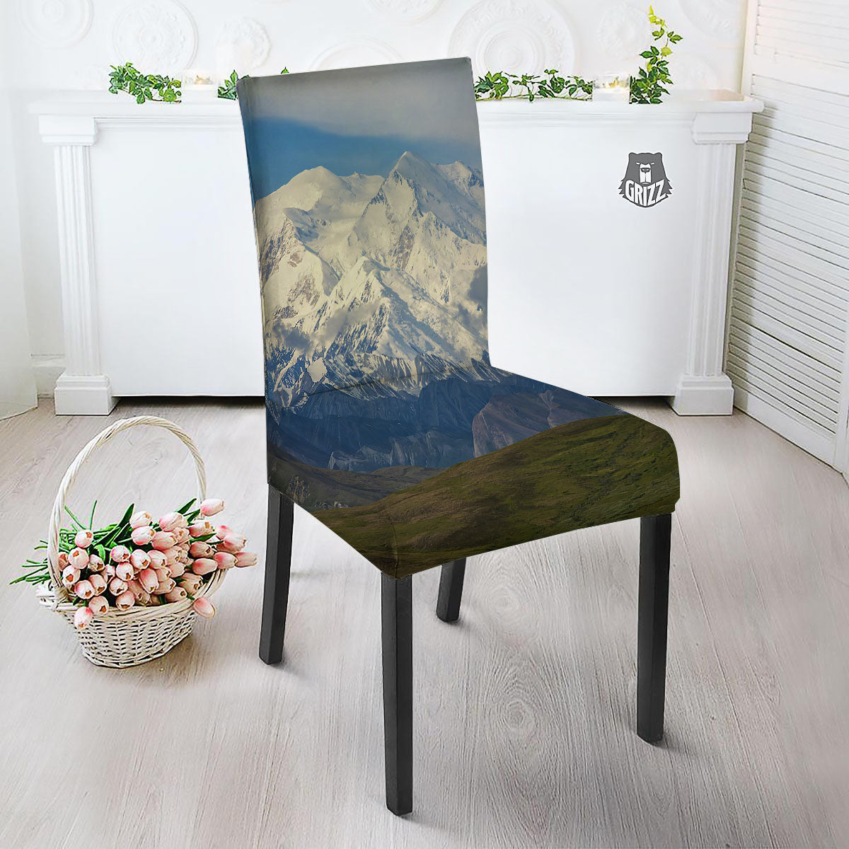 Denali Mountain Print Dining Chair Slipcover-grizzshop