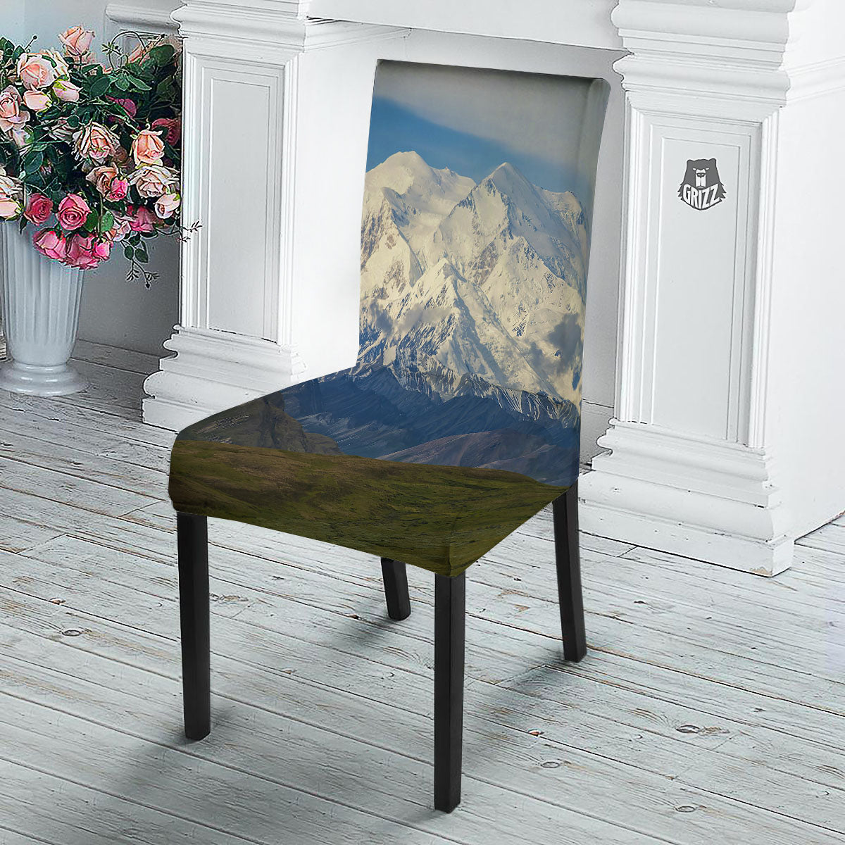 Denali Mountain Print Dining Chair Slipcover-grizzshop