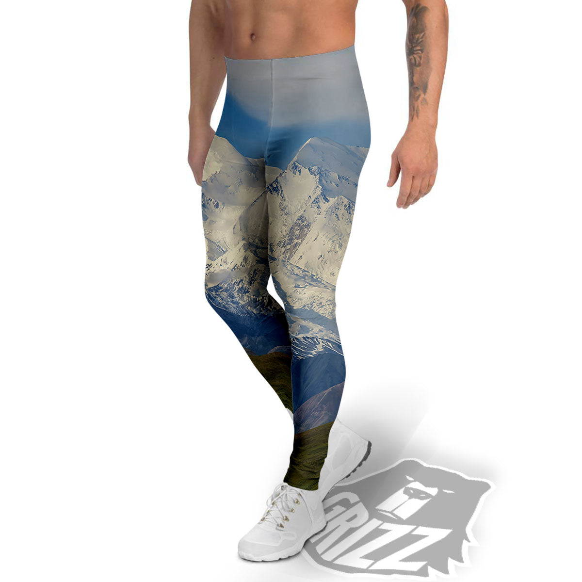 Denali Mountain Print Men's Leggings-grizzshop