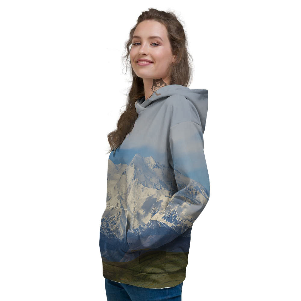 Denali Mountain Print Women's Hoodie-grizzshop