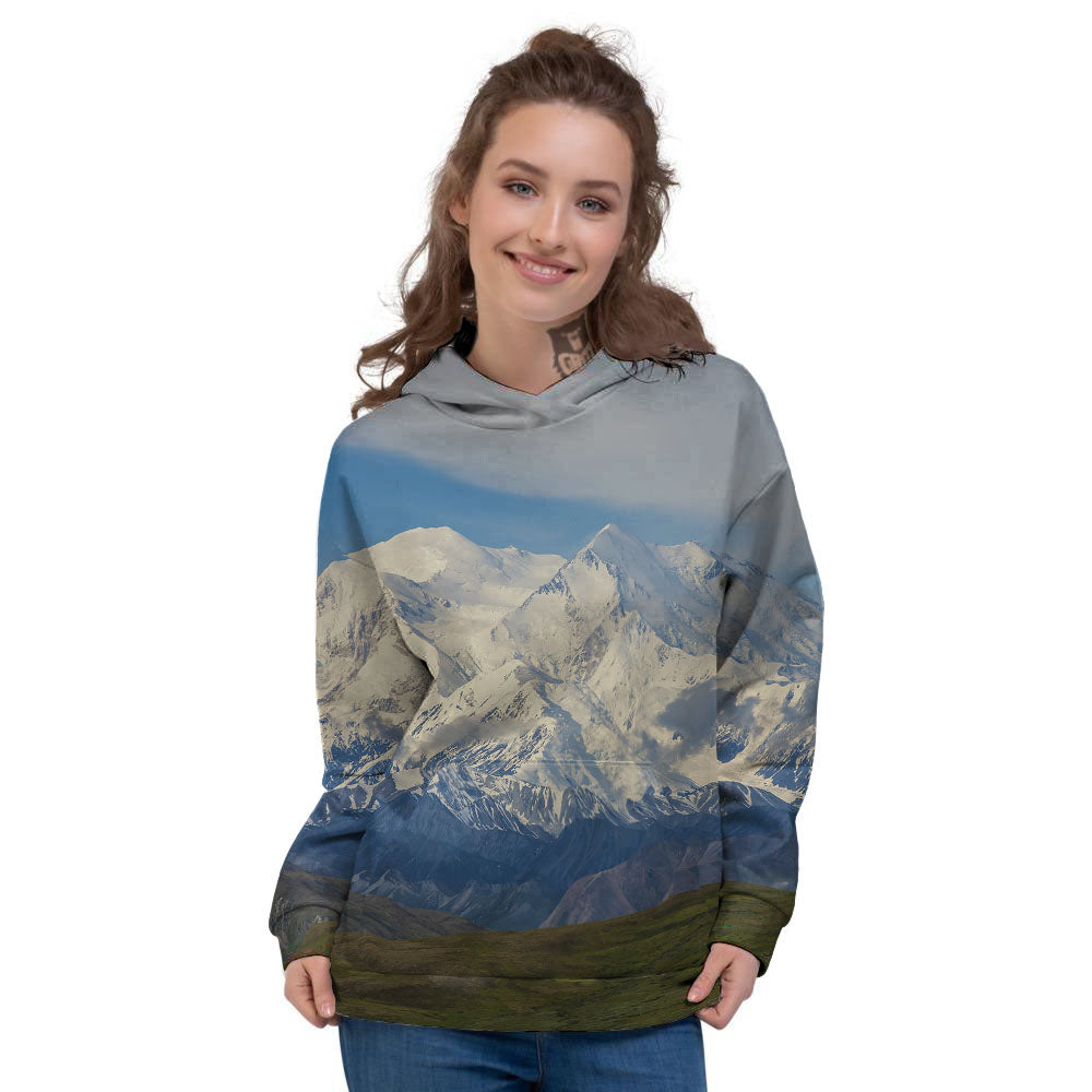 Denali Mountain Print Women's Hoodie-grizzshop