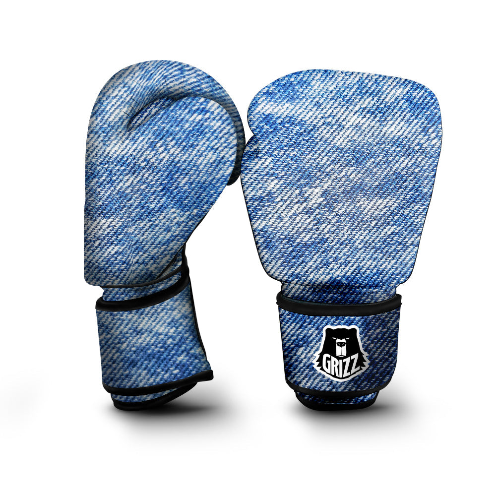 Denim Jeans Acid Wash Print Pattern Boxing Gloves-grizzshop