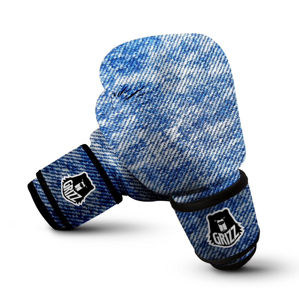 Denim Jeans Acid Wash Print Pattern Boxing Gloves-grizzshop