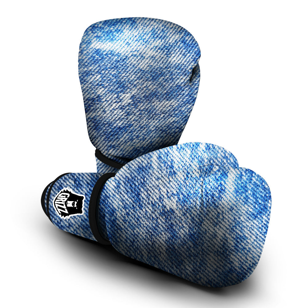 Denim Jeans Acid Wash Print Pattern Boxing Gloves-grizzshop