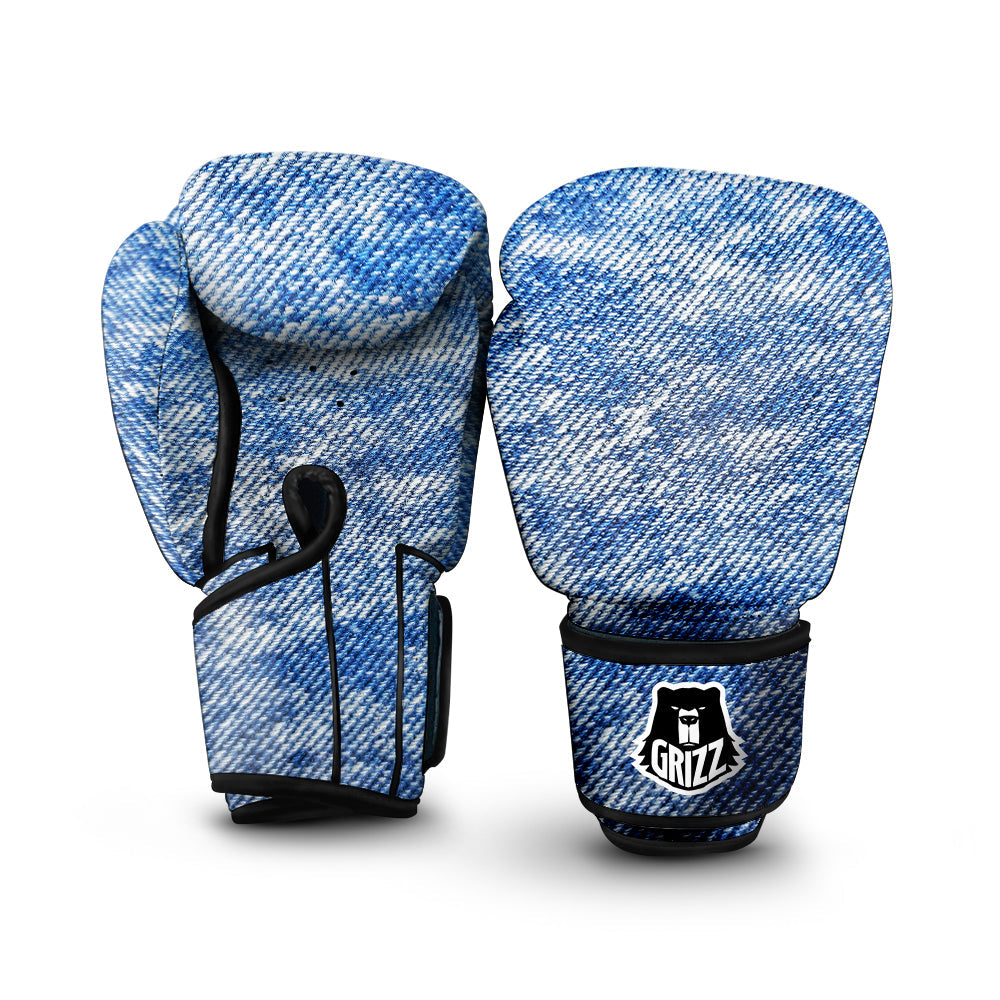 Denim Jeans Acid Wash Print Pattern Boxing Gloves-grizzshop