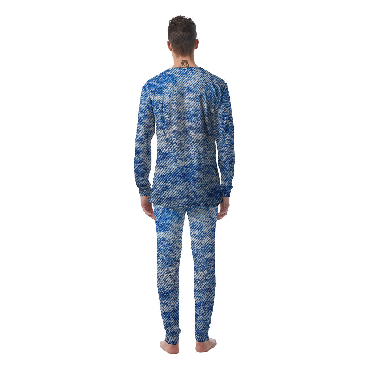 Denim Jeans Acid Wash Print Pattern Men's Pajamas-grizzshop