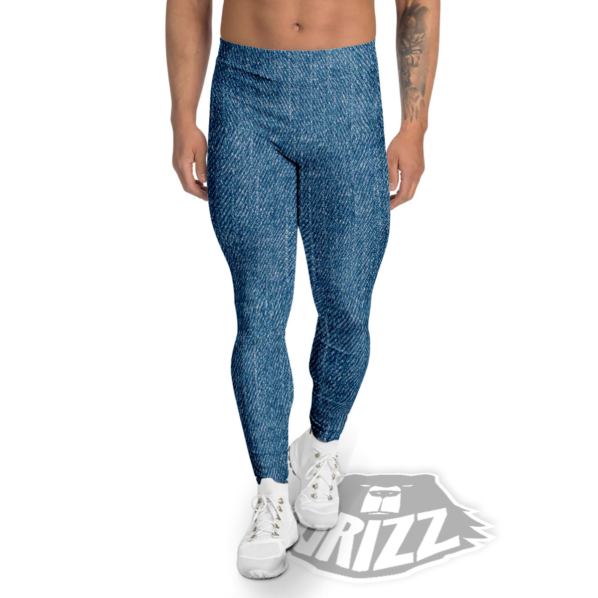 Denim Jeans Classic Blue Print Men's Leggings-grizzshop