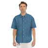 Denim Jeans Classic Blue Print Men's Short Sleeve Shirts-grizzshop