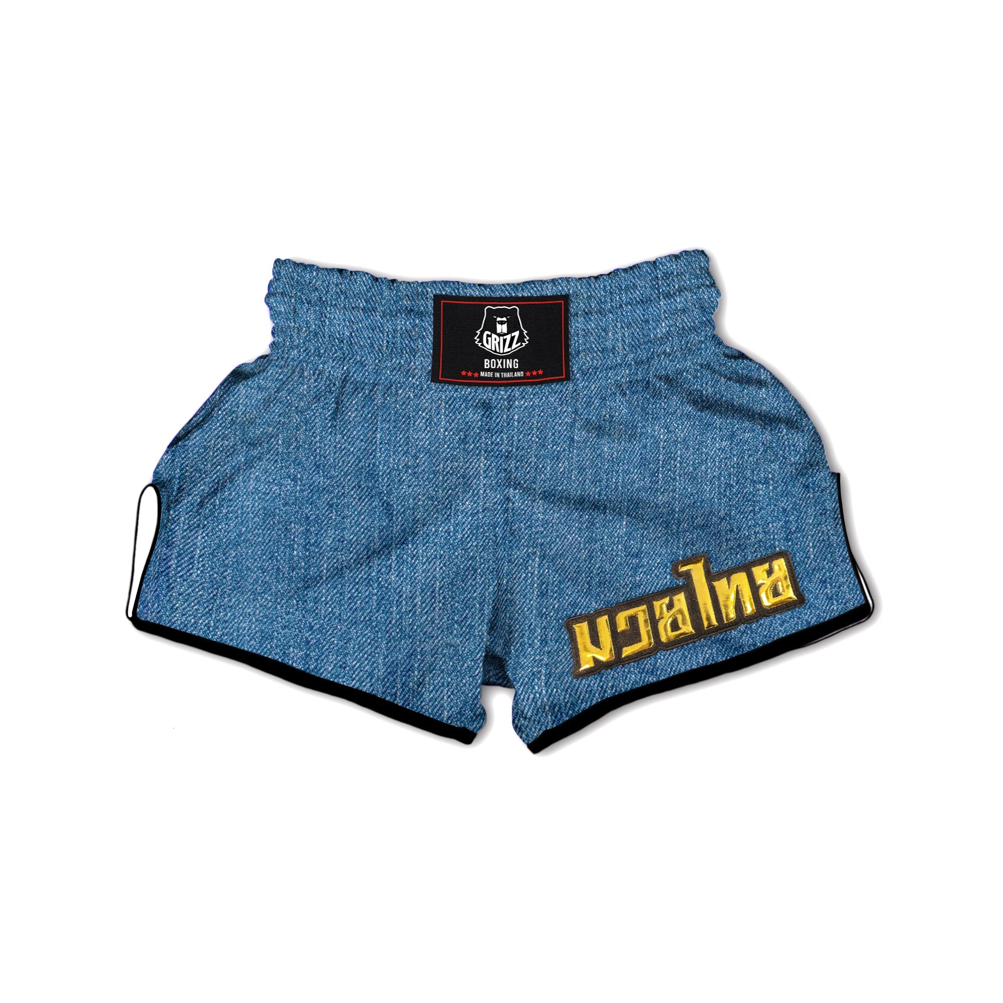 Denim Jeans Classic Blue Print Muay Thai Boxing Shorts-grizzshop