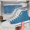 Denim Jeans Classic Blue Print White High Top Shoes-grizzshop