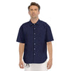 Denim Jeans Dark Blue Print Men's Short Sleeve Shirts-grizzshop