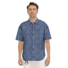 Denim Jeans Maple Leaf Print Pattern Men's Short Sleeve Shirts-grizzshop