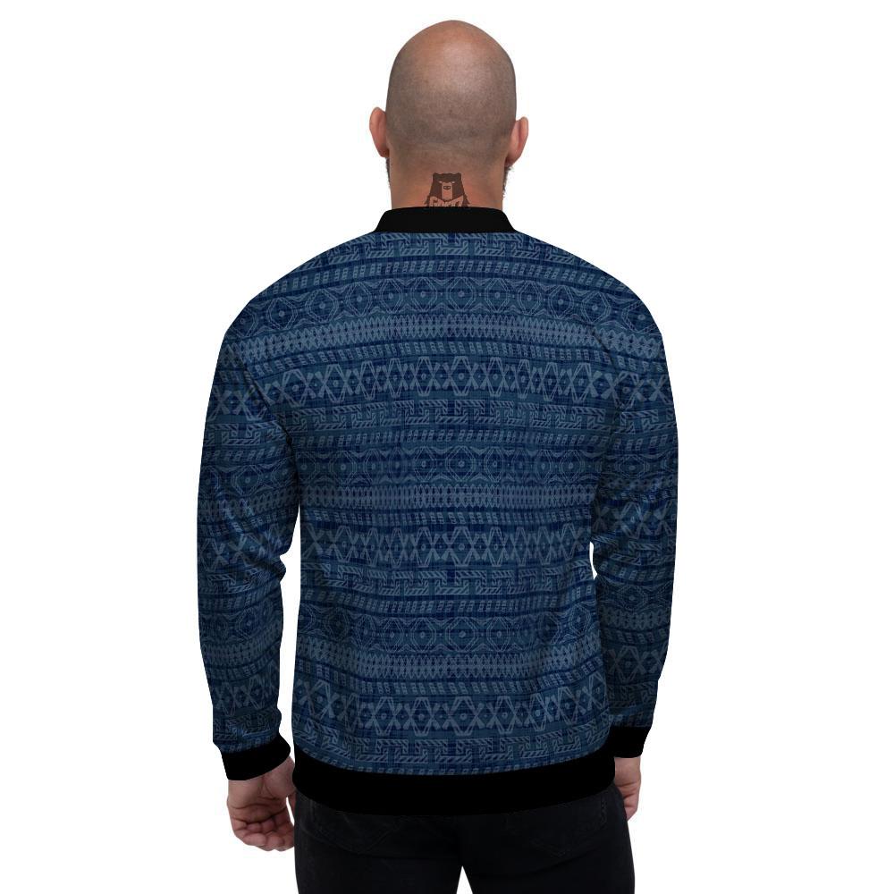 Denim Jeans Native Print Pattern Men's Bomber Jacket-grizzshop